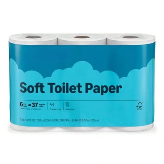 2-Ply Soft Toilet Paper s per Roll Equivalent to 37 Regular Rolls Septic Safe