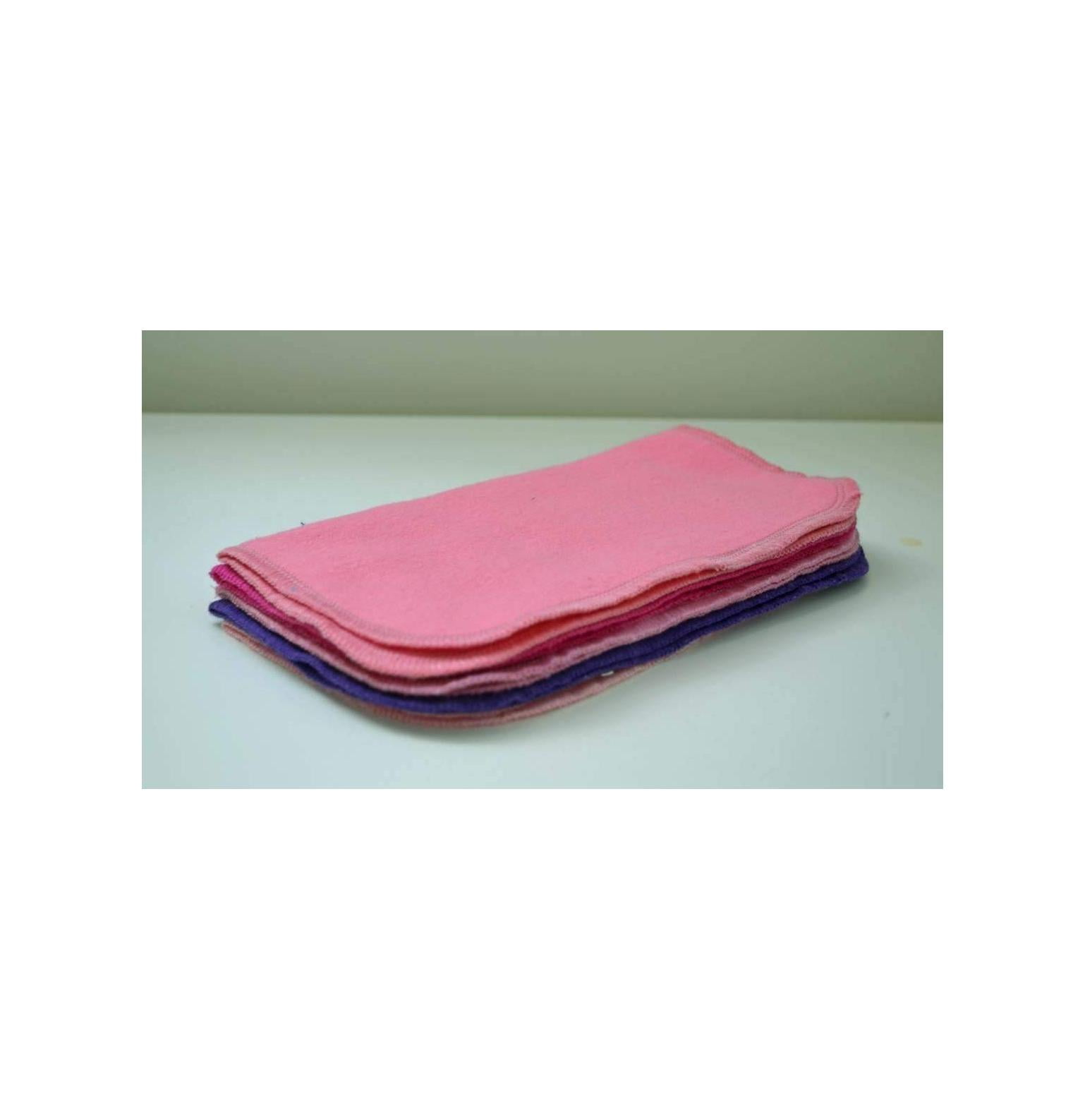 2 Ply Solid Flannel 8x8 Inches Little Wipes Set of 5 s and Purples