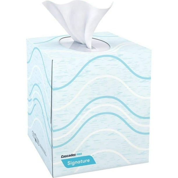 Signature Facial Tissue, 2-Ply, White, Cube, 90 Sheets/Box, 36 Boxes/Carton