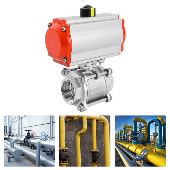 2" Pneumatic Air Actuated Ball Valve 3-Piece Double-Acting Pneumatic Ball Valve Spring Return Stainless Steel for Stainless Steel Pipe Systems (2" Double Acting)