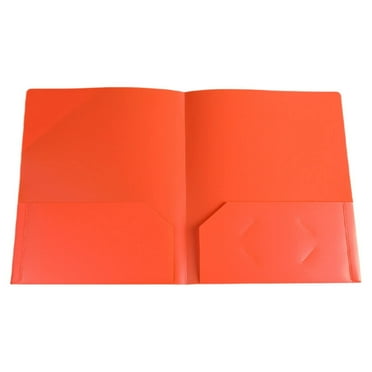 2 Pocket 3 Prong Plastic Folders,Heavy Duty Colored Poly Folders with Pockets and Brads for School, Office & Letter Size Documents,Durable Poly File Folders with 3 Prongs and 2 Pockets(Orange)