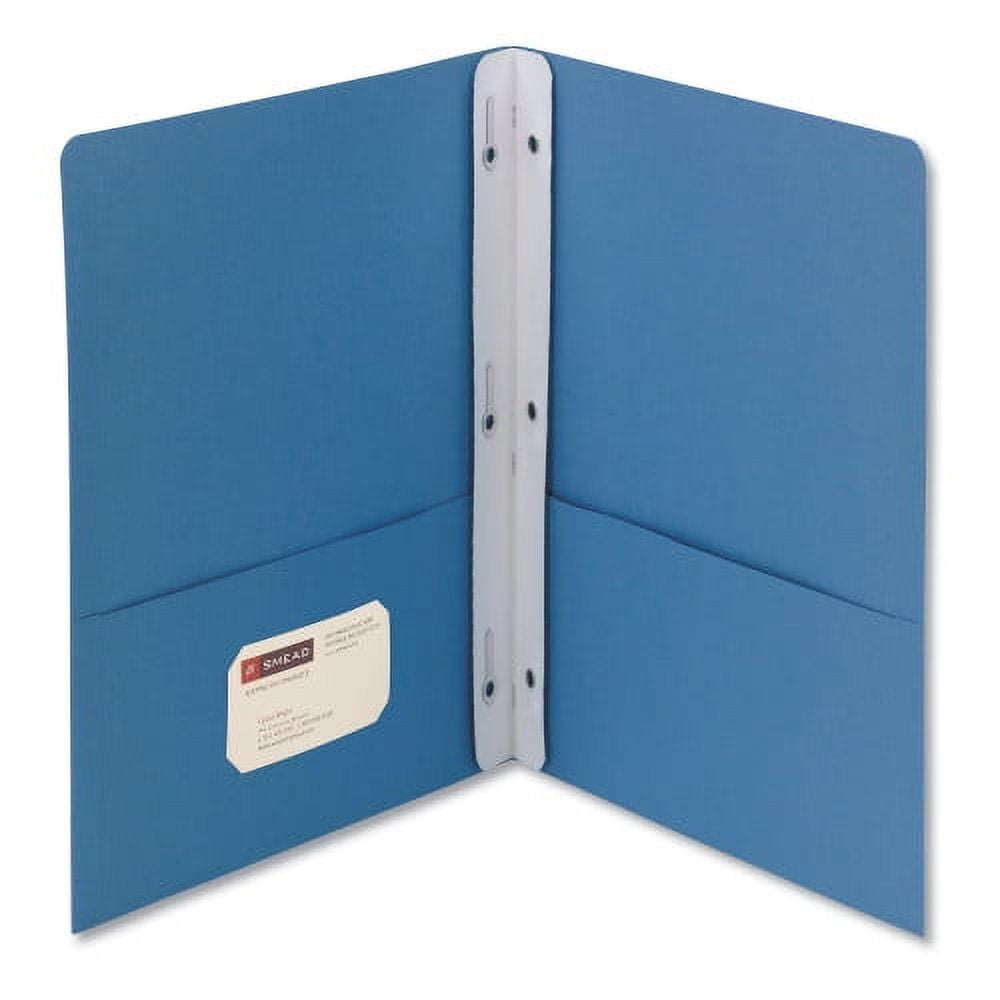 Smead 2-Pocket Folder w/Tang Fastener, Letter, 1/2" Cap, Blue, 25/Box -SMD88052