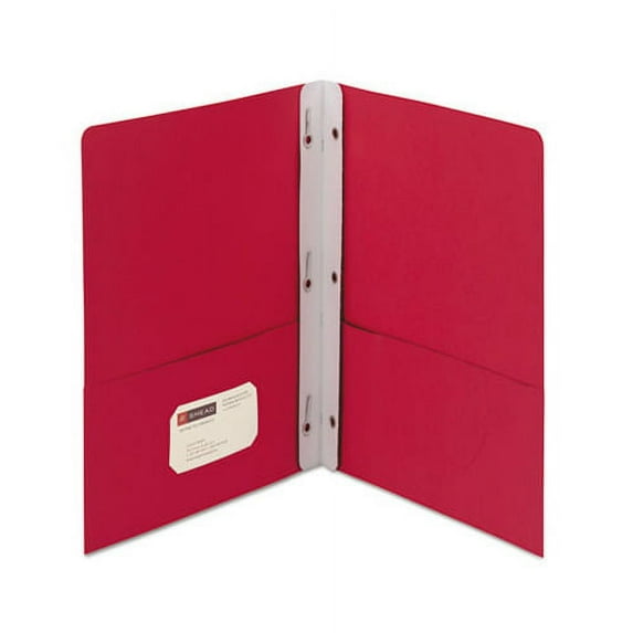 2-Pocket Folder w/Tang Fastener Letter, 1/2" Cap, Red, 25/Box