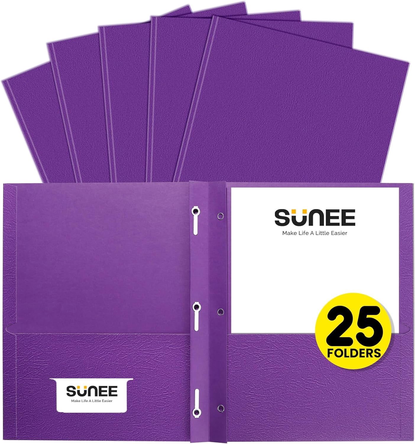 2 Pocket Folders with Prongs (25 Pack, Purple), Paper Folders with 2 Pockets and 3 Prongs Fit Letter Size Paper, Folders with Prongs for School Office Home Business