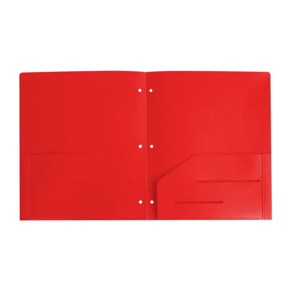 2 Pocket Folders With Prongs Letter Size, Plastic File Folders With Pockets, Pocket Folders For Office Document Storage,Heavy Duty Plastic Folders with Pockets and Brads,Red