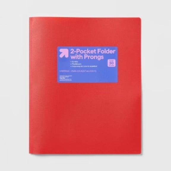 2 Pocket Plastic Folder with Prongs-Red