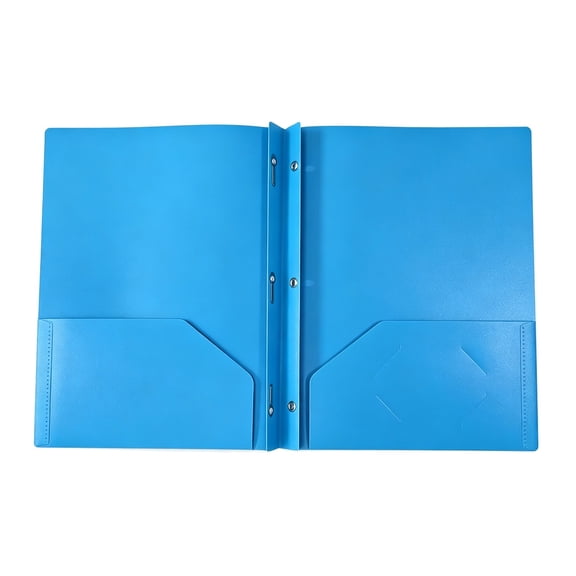 2 Pocket Plastic Folders, Plastic Folders with Brads and Pockets, 3-Prong 2-Pocket Poly Folder, Plastic Folders with Pockets and Business Card Holder, 9.45 x 11.4 Inch