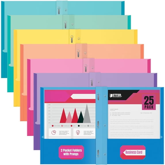 2 Pocket s, Assorted 7 Vibrant Colors with Complementing Interior ...