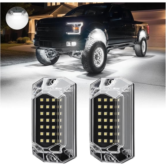 2 Pods Full Angle Pure White LED Rock Lights Replacement Damaged Pod for Full Angle White Rock Lights 12v Underglow Light Neon for ATV UTV Offroad Pickup RZR SXS