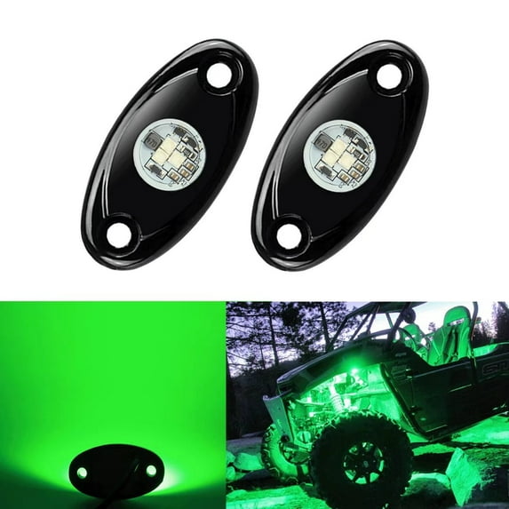 2 Pods LED Rock Lights, Ampper Waterproof LED Neon Underglow Light for Car Truck ATV UTV SUV Offroad Boat Underbody Glow Trail Rig Lamp (Green)