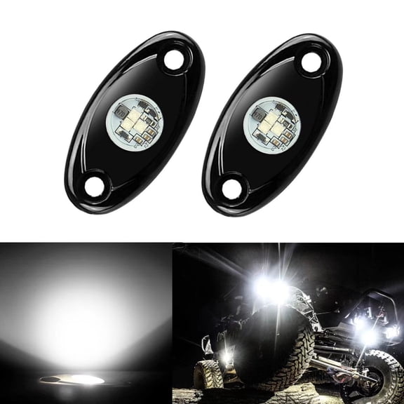 2 Pods LED Rock Lights, Ampper Waterproof LED Neon Underglow Light for Car Truck ATV UTV SUV Offroad Boat Underbody Glow Trail Rig Lamp (White)
