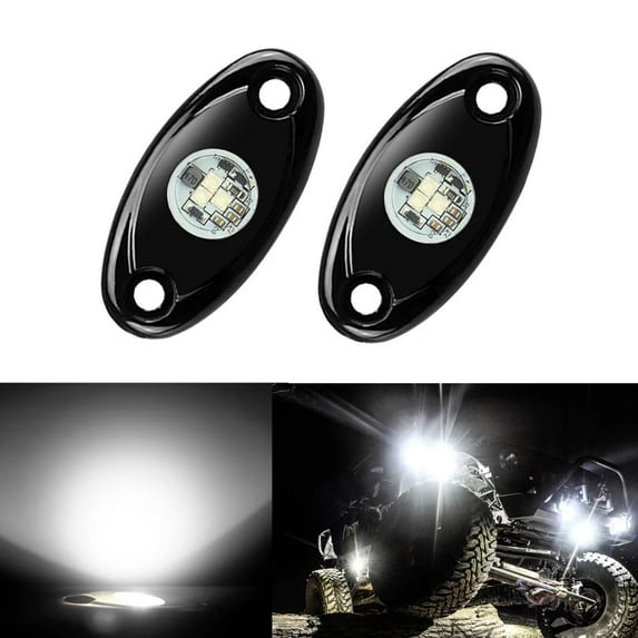 2 Pods LED Rock Lights, Ampper Waterproof LED Neon Underglow Light for Car Truck ATV UTV SUV Offroad Boat Underbody Glow Trail Rig Lamp (White)