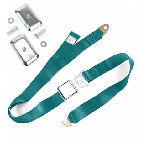 2 Point Aqua Airplane Buckle Lap Seat Belt with Flat Plate Hardware