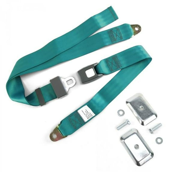 2 Point Aqua Standard Buckle Lap Seat Belt with Flat Plate Hardware