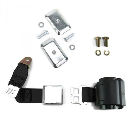2 Point Black Airplane Buckle Retractable Lap Seat Belt with Plate Hardware