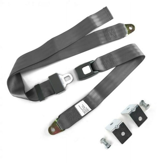 2 Point Gray Standard Buckle Lap Seat Belt with Mounting Hardware