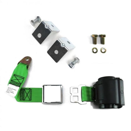 2 Point Green Retractable Airplane Buckle Lap Seat Belt with Anchor Hardware