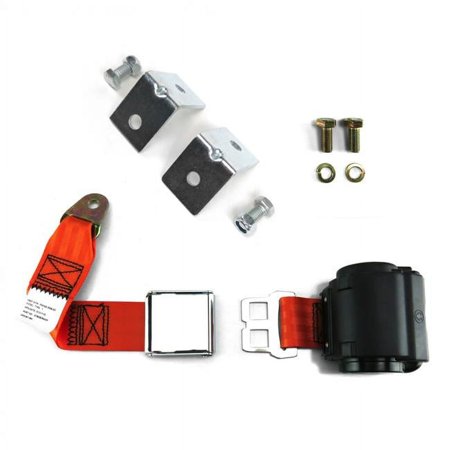 2 Point Orange Retractable Airplane Buckle Lap Seat Belt with Anchor Hardware