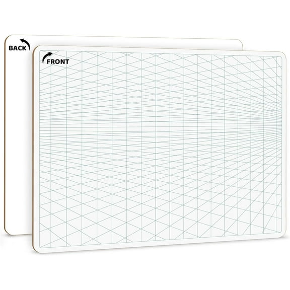 2 Point Perspective Grid 11x14 Large Graph Dry Erase Board Double-Sided
