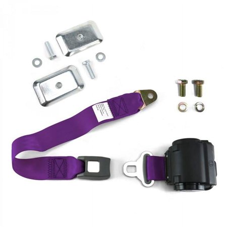 2 Point Plum Standard Buckle Retractable Lap Seat Belt with Flat Plate Hardware