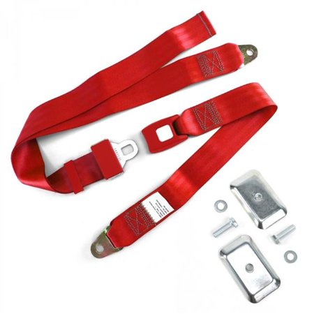 2 Point Red Standard Buckle Lap Seat Belt with Flat Plate Hardware