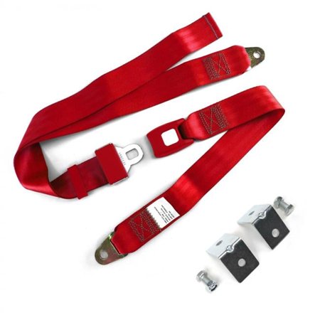 2 Point Red Standard Buckle Lap Seat Belt with Mounting Hardware