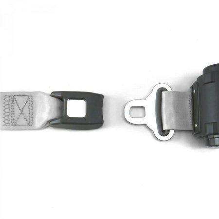 2 Point White Standard Buckle Retractable Lap Seat Belt with Flat Plate Hardware