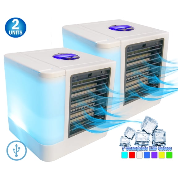 2 Polar Portable Air Conditioner Small Personal Evaporative Space Cooler AC - Sleep Edition - USB, Humidifier, Fan, With Sleep Timer (5-1)