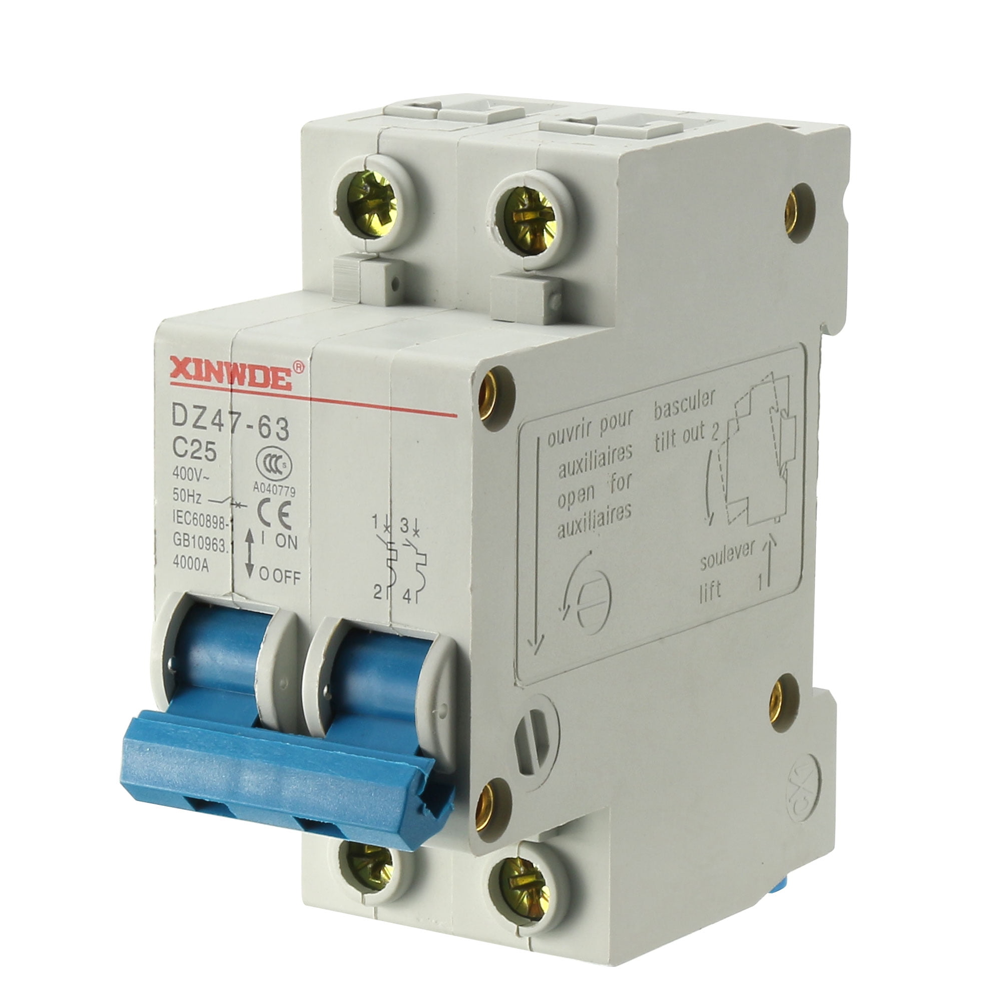 2 Poles 25A 400V Low-voltage Miniature Circuit Breaker DZ47-63 C25