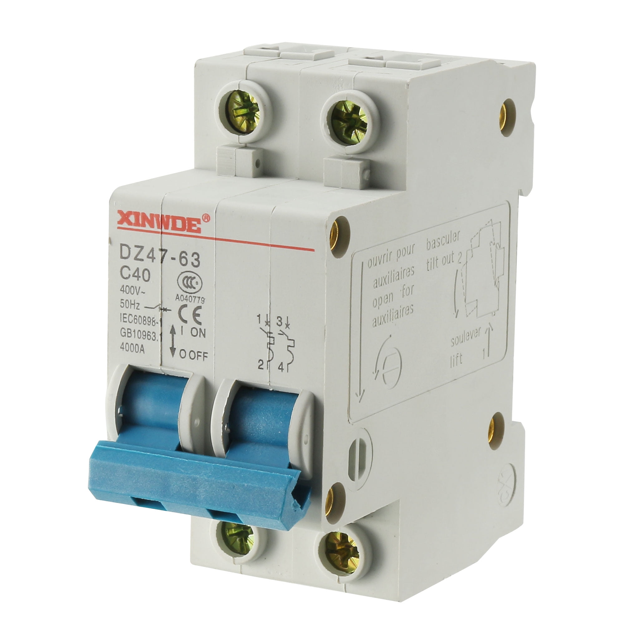 2 Poles 40A 400V Low-voltage Miniature Circuit Breaker DZ47-63 C40