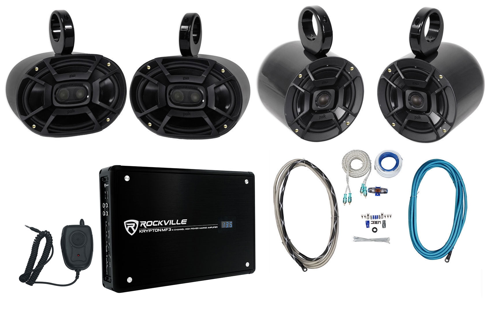 (2) Polk Audio 6x9"+(2) 6.5" Marine Boat Wakeboard Tower Speakers