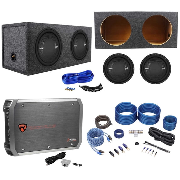2) Polk Audio MM 1242 DVC 12” 2520w Subwoofers+Sealed Box+Mono Amplifier+Amp Kit