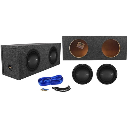 (2) Polk Audio MM1042DVC 10” 2400w Car Audio Subwoofers+Sealed Sub Box Enclosure