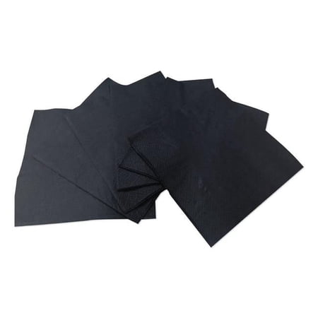2 Poly Cocktail Beverage Napkins, Black