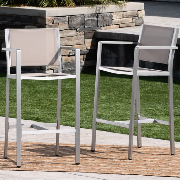 2 Poolside Seating , 29.50", Silver Rust-proof, Grey Mesh Group , Rust-proof Frame,