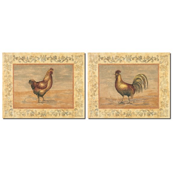 Old Roster Poster 2 Popular Old-Fashioned Rooster and Hen Prints; Two 10x8 Poster Prints ...
