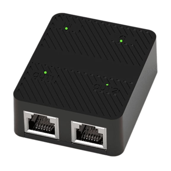 2 Port 100Mbps Network Switch RJ45 Network Cable Splitter Extender Selector 2 Way Adapter Connector Type C Power Black