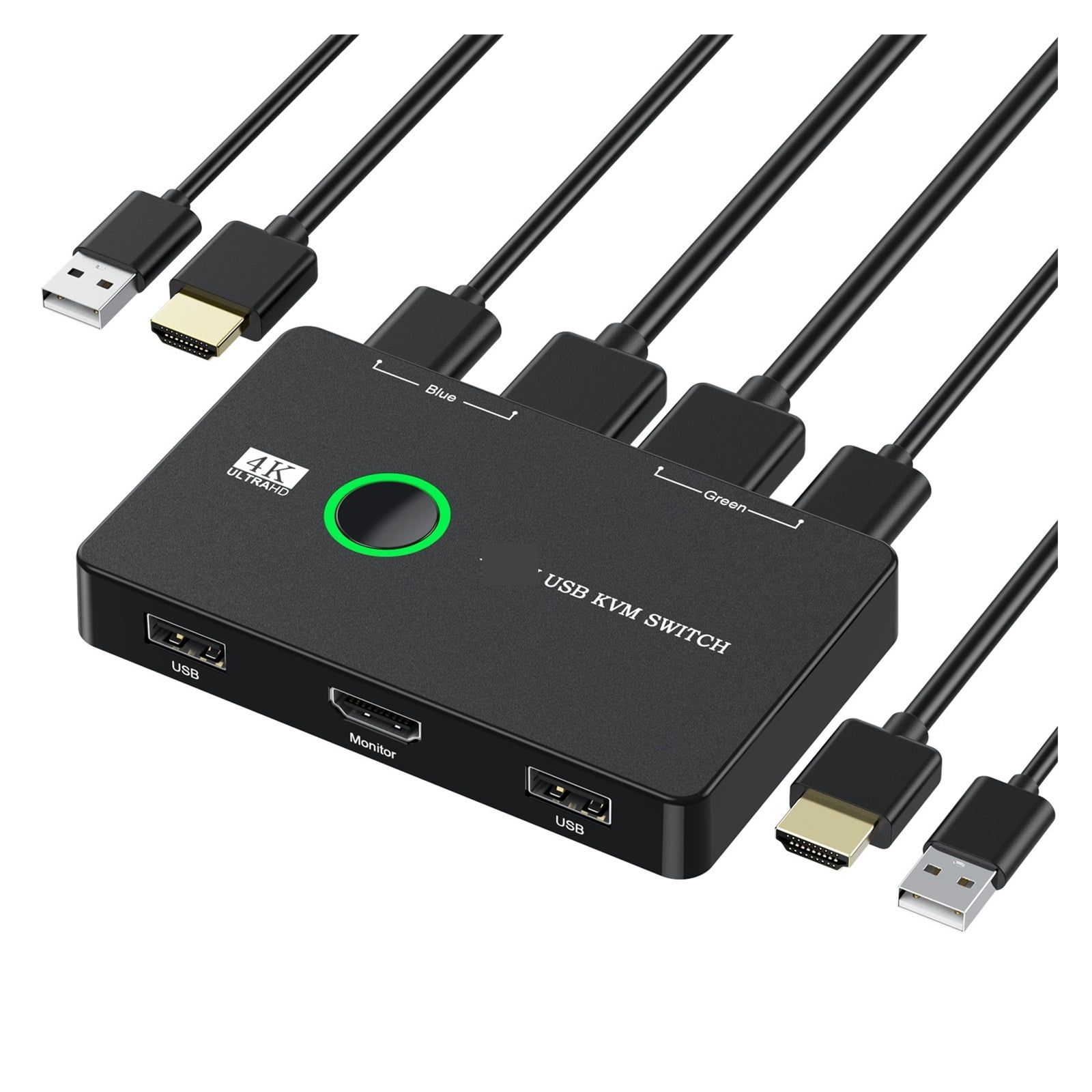 2 Port 4K KVM Switch, Ultra HD Video Selector for 2 PC Sharing 4 USB