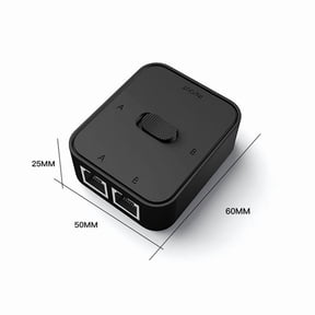 2 Port CAT6 RJ45 Gigabit Network Splitter Switch, 1000Mbps In 1 Out LAN Signal Switcher for Internal & External Use