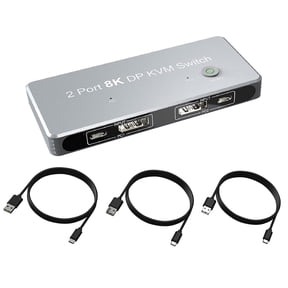 2-Port DisplayPort 8K DP KVM Switch 2 DP Input 1 DP Output Display 8K 30Hz 4K 144Hz KVM Share 1 Monitor For PC Laptop DELL TAPDRA Spare Part