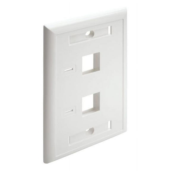 2-Port Dual Outlet RJ45 Universal Keystone Face Plate & Wall Plate, White