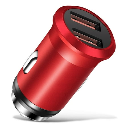2-Port Dual USB 2.4A Car Charger Adapter for iPhone 6 6S Plus SE 7 7+ XS X XR XS Max 8 8+ iPad Mini Air Pro, Samsung Galaxy S9 S8 S10 S10e S10 Plus Tab S7 S6 S5 Note 9 8 5 LG Smartphone Android - Red