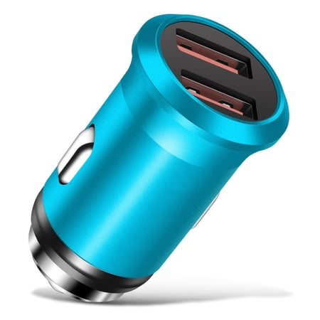 2-Port Dual USB 2.4A Car Charger Adapter for iPhone 6 6S Plus SE 7 7+ XS X XR XS Max 8 8+ iPad Mini Air Pro, Samsung Galaxy S9 S8 S10 S10e S10 Plus Tab S7 S6 S5 Note 9 8 5 LG Smartphone Android - Blue
