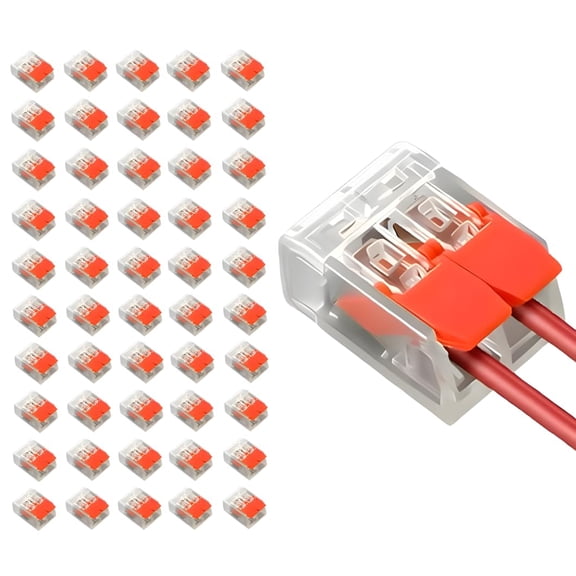 2 Port Electrical Lever Nuts | Quick-Connect Terminal | for AWG 24-12 Copper Wires |  Wire Connector | (50-Pack)