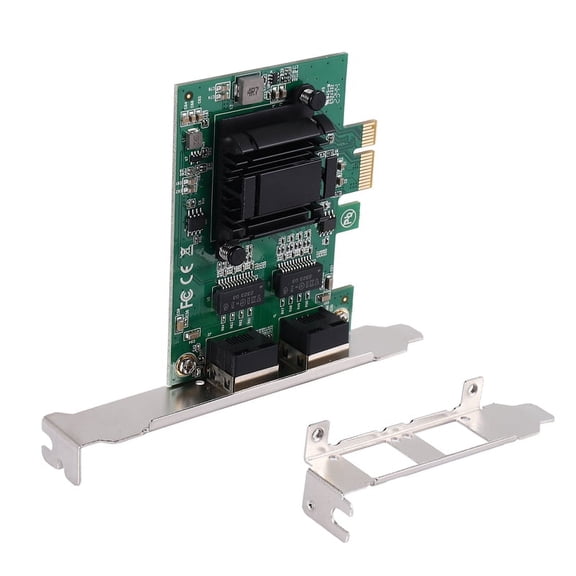 2-Port Gigabit PCIe Network Card 1000M Dual Ports PCI Express Ethernet Adapter with 82571EB LAN NIC Card for,1 x Network Card 1 x short board,Green