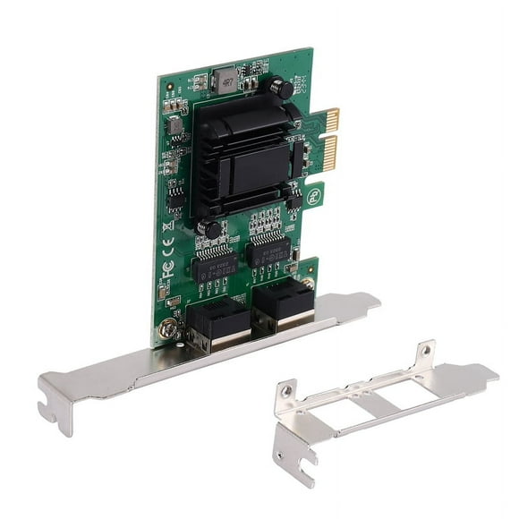 2-Port Gigabit PCIe Network Card 1000M Dual Ports PCI Express Ethernet Adapter with 82571EB LAN NIC Card for,1 x Network Card 1 x short board,Green