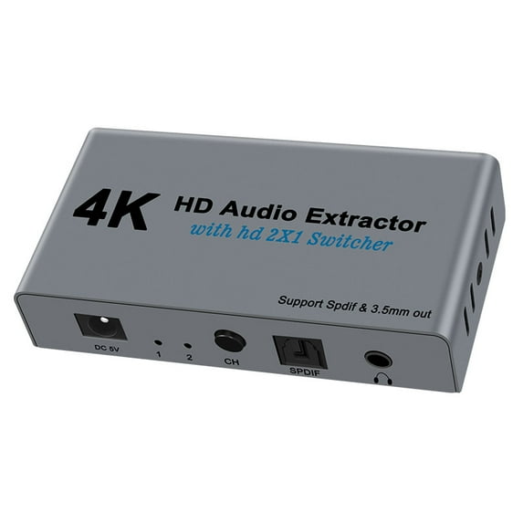 2 Port HDMI Switch Box 2 in 1 out HDMI Switcher + Optical Toslink L/R Audio Extractor Support 4K for PS4 For Xbox One Blu-ray DVD
