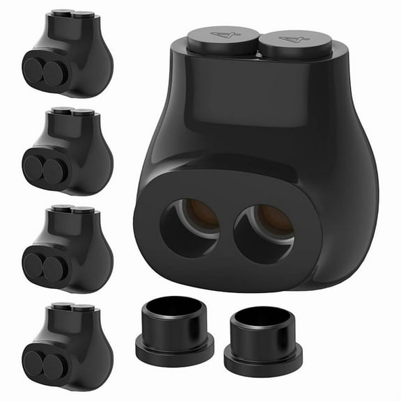 2 Port Insulated Multi Tap Connector 4-14 AWG Aluminum to Copper Wire Connectors Single-Sided Entry Connectors 5 Pack,5 x Multi Tap Connector,Black