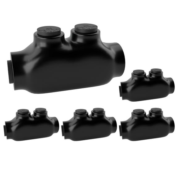 2 Port Insulated Wire Connectors Black Splice Connector 2-14 AWG Multi Cable Connector Soldering Lugs Double Side Entry Cable Splicers with Oxide Inhibitor, UL Listed- 5 Pcs