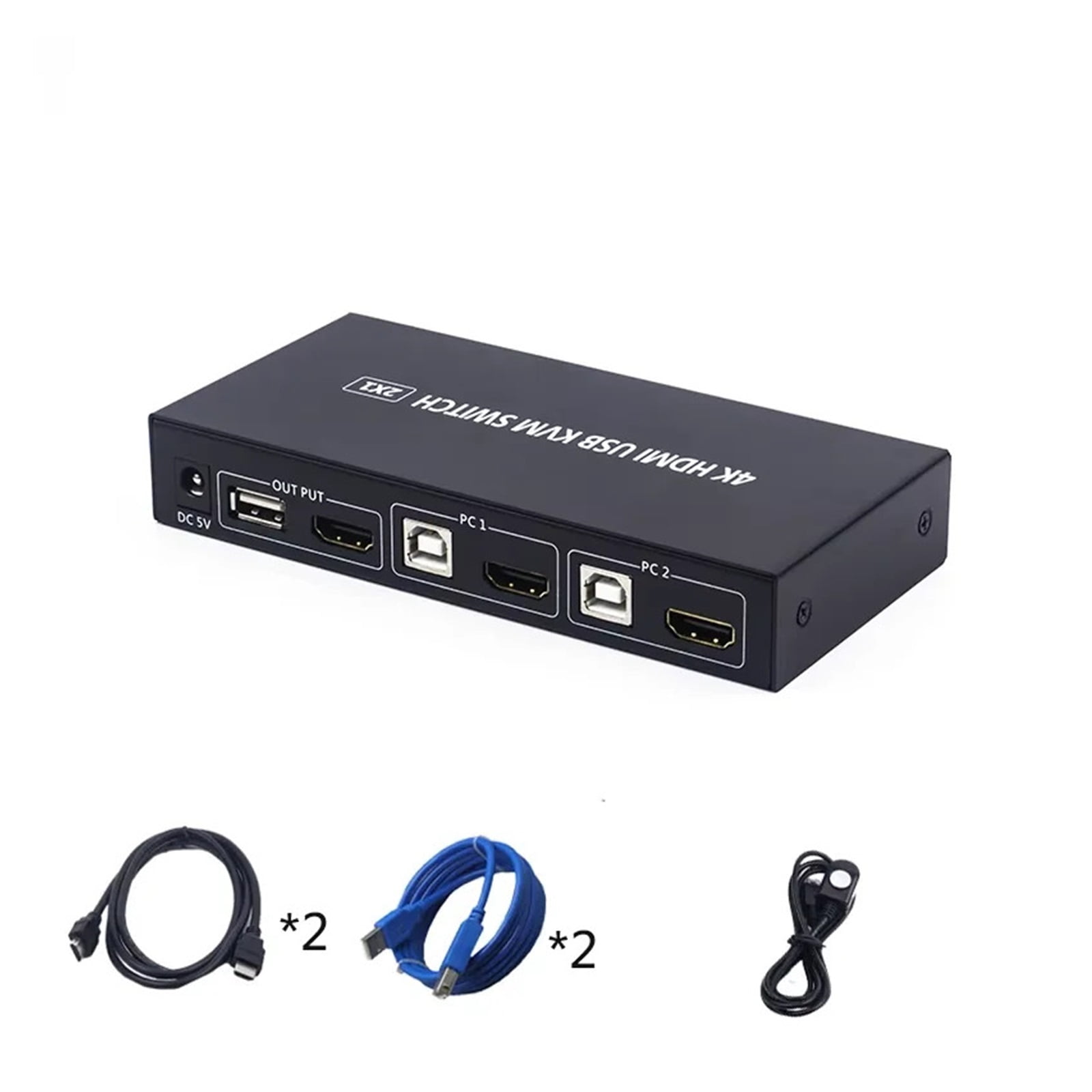 2 Port KVM Switch -compatible USB Converter HD Two Computer Hosts Share Keyboard Mouse Display USB Printer Sharing Device
